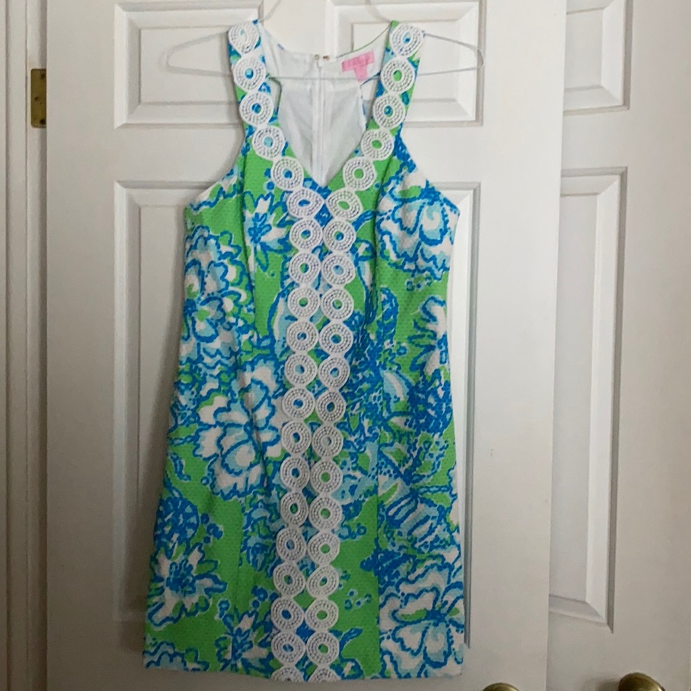 Lilly Pulitzer green, blue and white dress. Size 8.